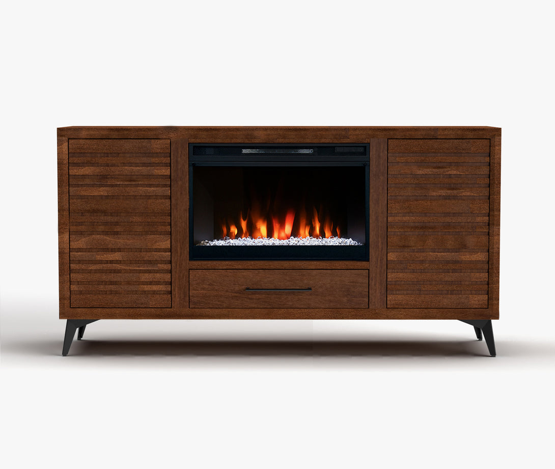 Malibu 64-inch Fireplace TV Stand Modern Bourbon Brown