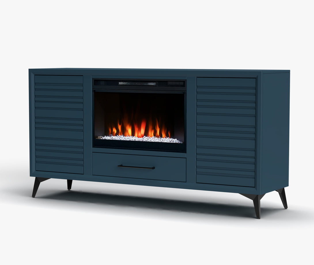 Malibu 64" Fireplace TV Stand fits up to 65 inch Denim Modern Side View