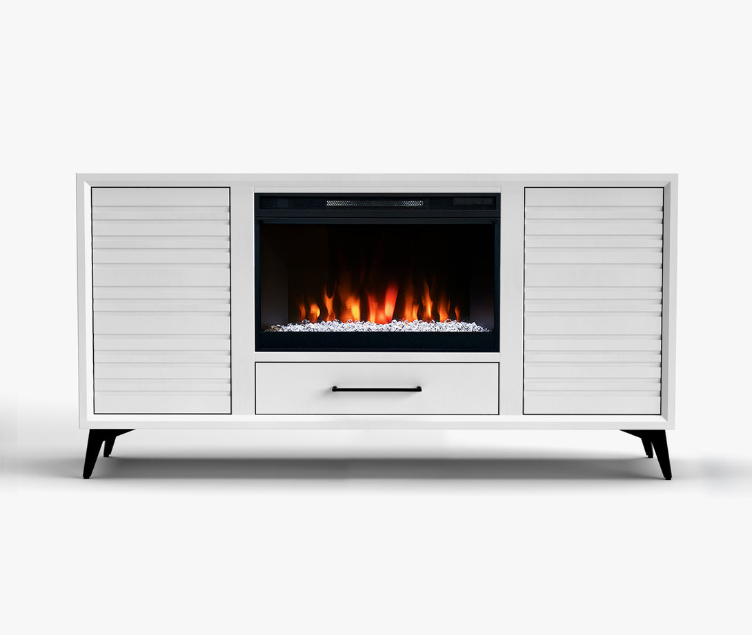Malibu 64-inch Fireplace TV Stand Modern White