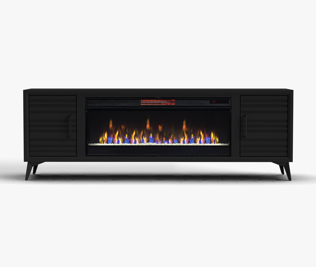 Malibu 78-inch Fireplace TV Stand Charcoal Black - Modern
