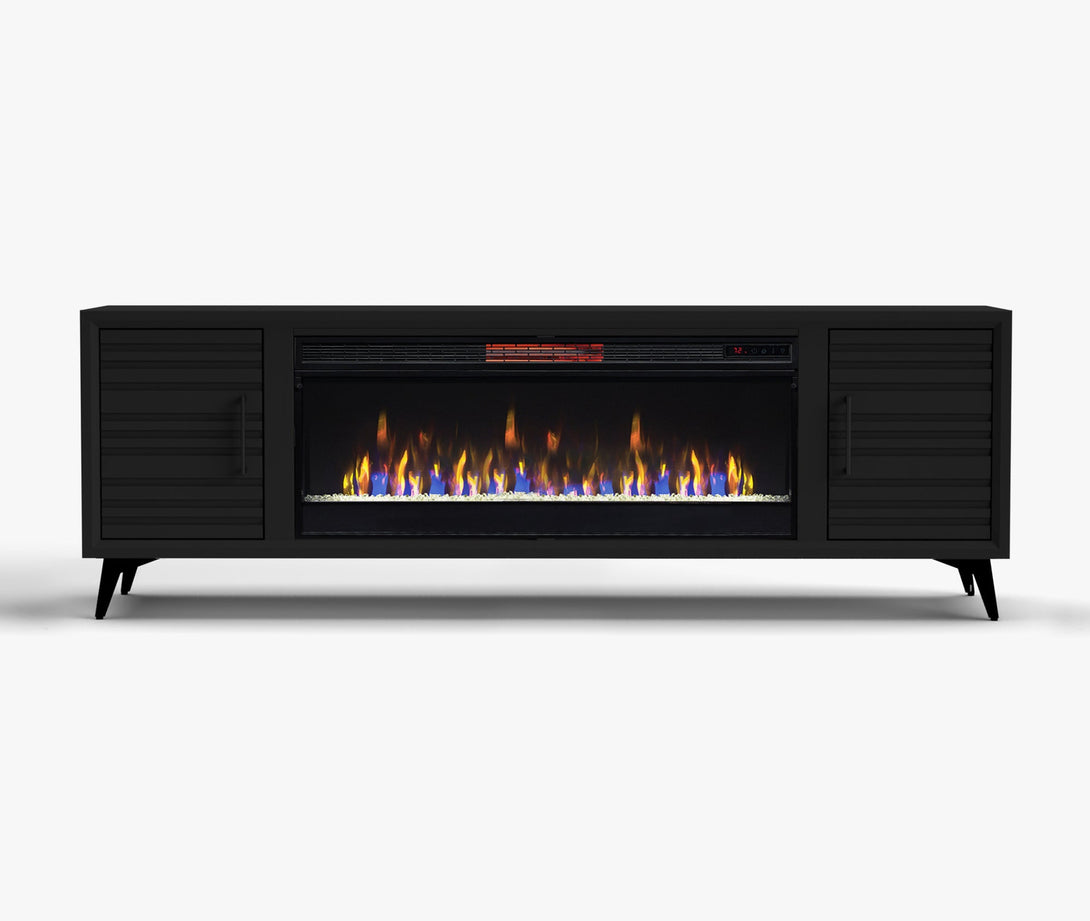 Malibu 78-inch Fireplace TV Stand Charcoal Black Modern