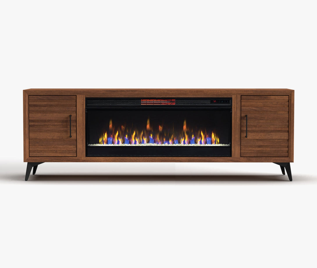 Malibu 78-inch Fireplace TV Stand Bourbon Brown Modern