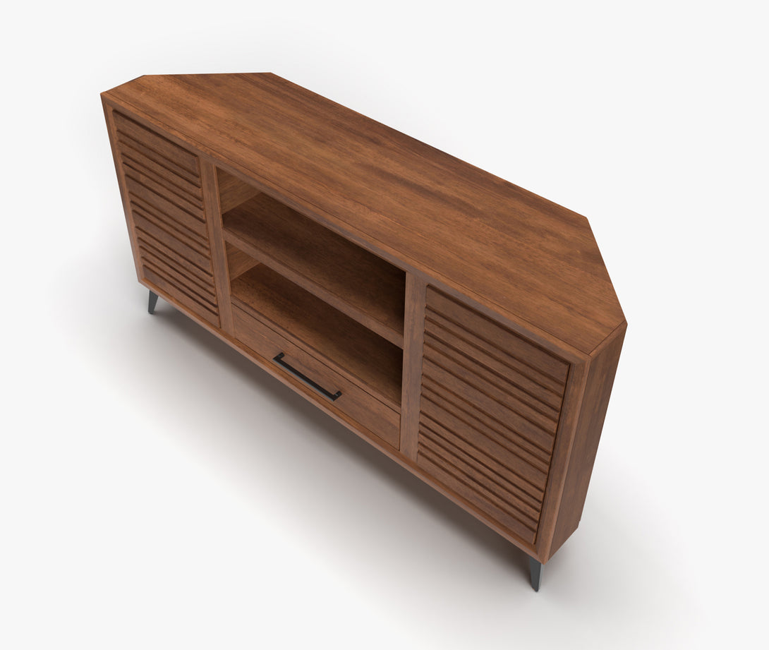 Malibu 64 inch Corner TV Stand Wood Bourbon Brown - Modern - Top View