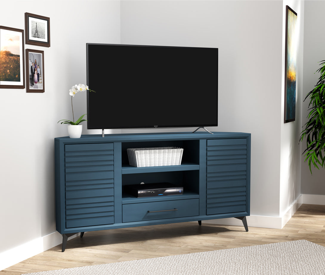 Malibu 64-inch Corner TV Stands fits up to 65 inch TV Denim - Modern