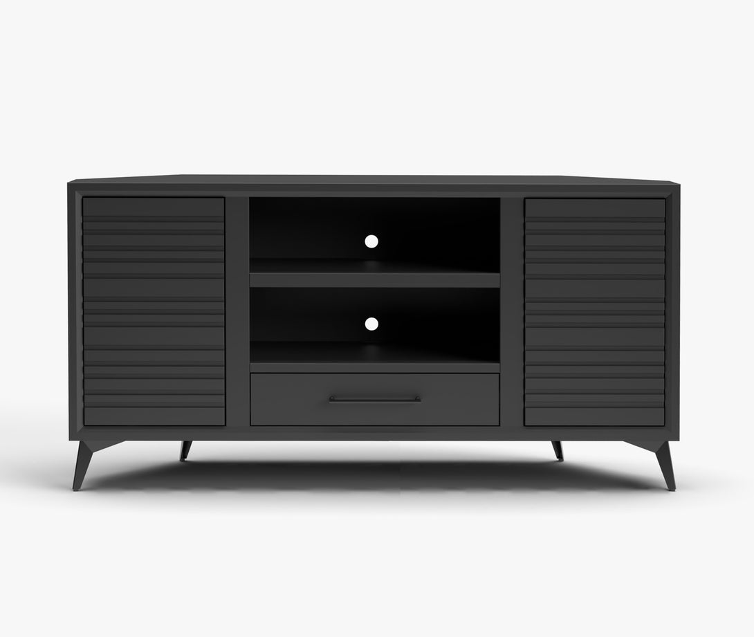 Malibu 64-inch Corner TV Stands Charcoal Black - Modern
