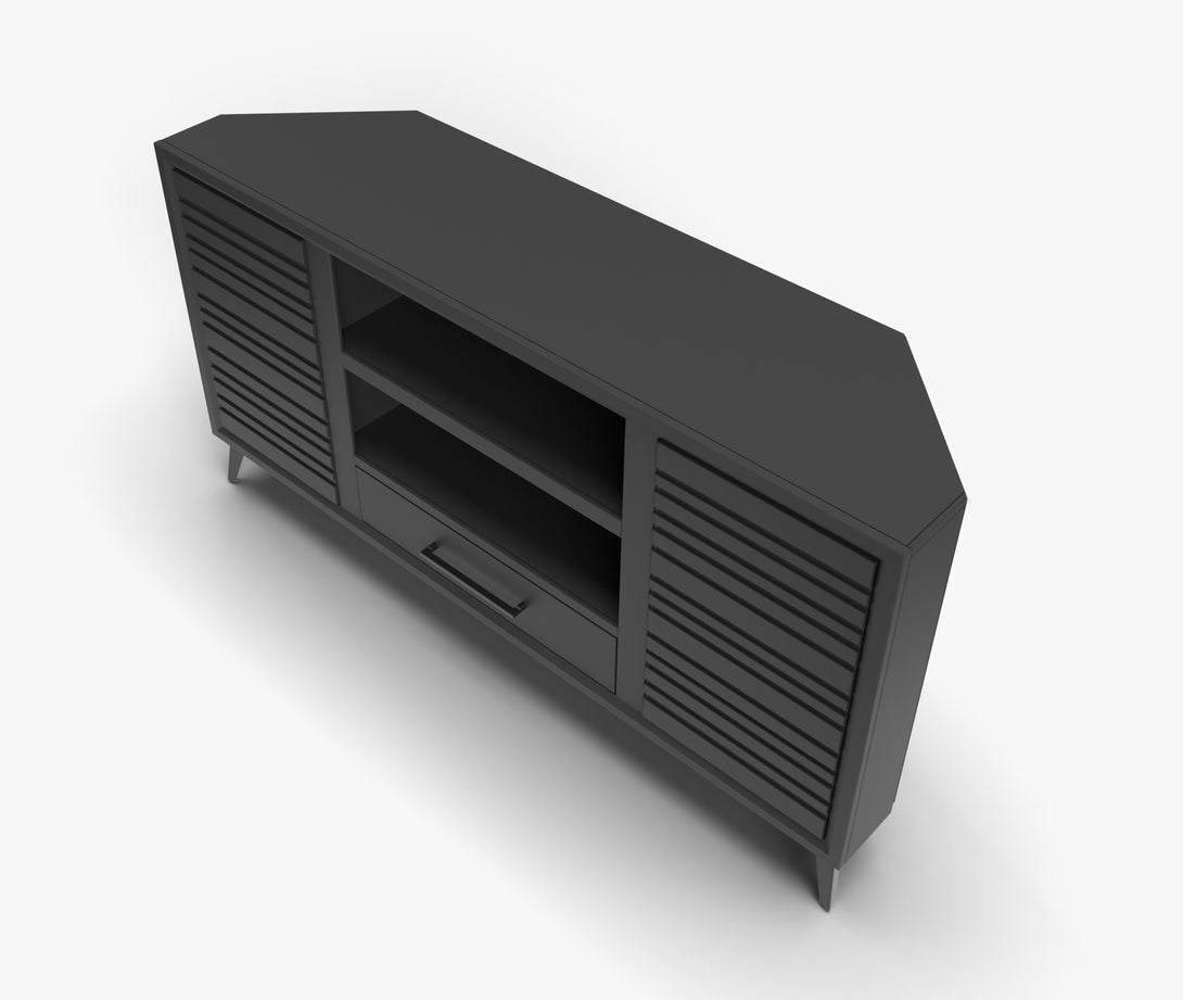 Malibu 64 inch Corner TV Stand Wood Charcoal Black - Modern - Top View