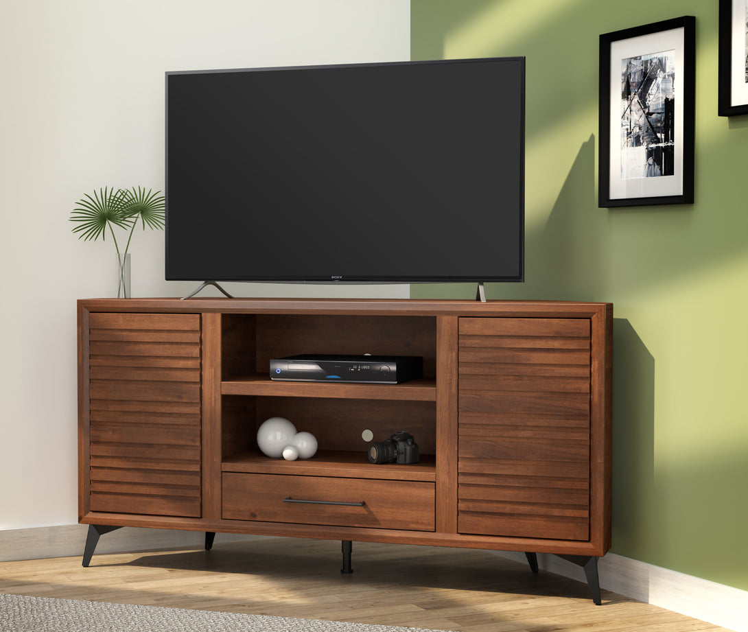 Malibu 64-inch Corner TV Stands fits up to 65 inch TV Bourbon Brown - Modern