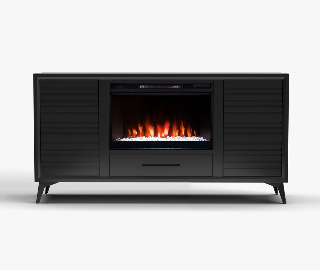 Malibu 64-inch Fireplace TV Stand Modern Charcoal Black