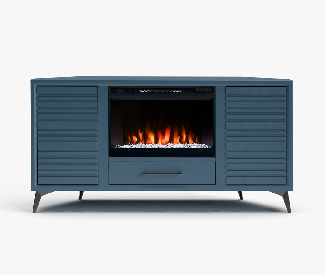Malibu 64-inch Fireplace Corner TV Stands Denim - Modern