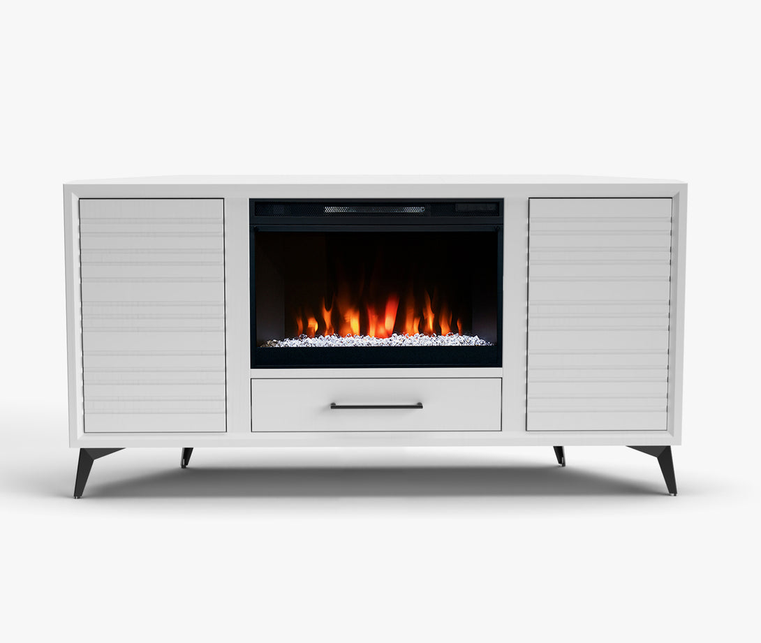 Malibu 64-inch Fireplace Corner TV Stands White - Modern