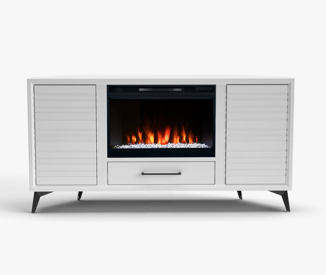 Malibu 64-inch Fireplace Corner TV Stands White Modern
