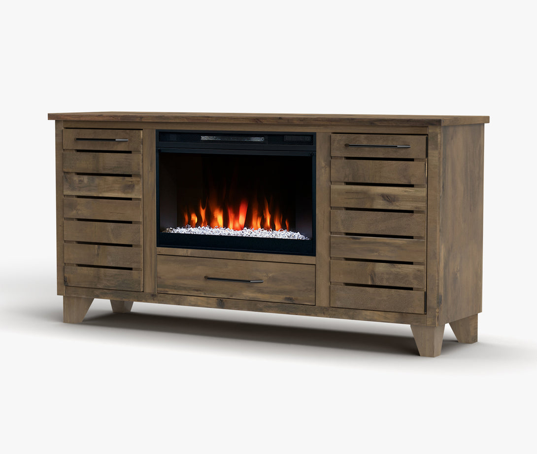 Napa 64" Fireplace TV Stand fits up to 65 inch Barnwood Casual - Side View