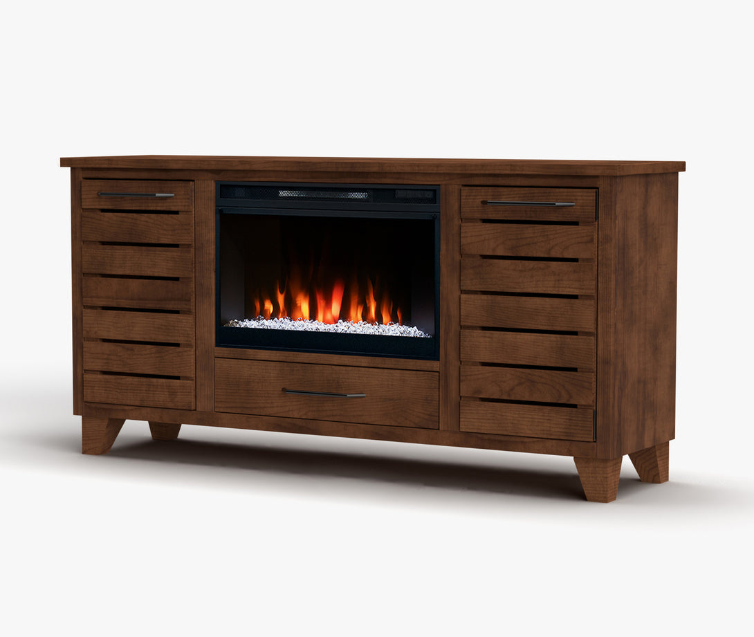 Napa 64" Fireplace TV Stand fits up to 65 inch Whiskey Brown - Casual - Side View