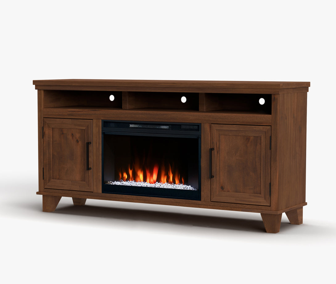Sonoma 64" Electric Fireplace TV Stand Whiskey Brown Modern Traditional - Side View