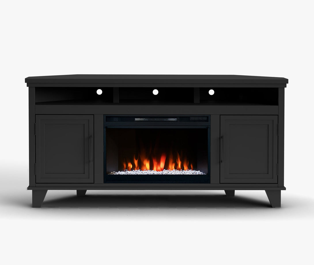Sonoma 64-inch Fireplace Corner TV Stands Charcoal Black - Transitional