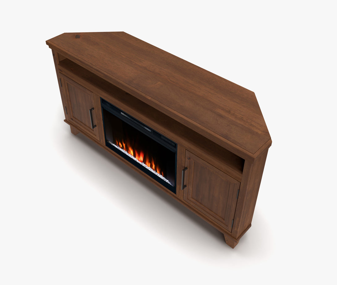 Sonoma 64 inch Corner TV Stand Electric Fireplace Whiskey Brown - Modern Traditional - Top View