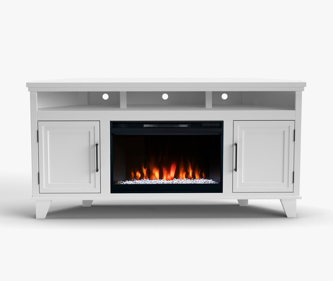Sonoma 64-inch Fireplace Corner TV Stands White Traditional Modern